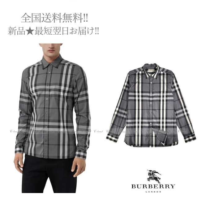 BURBERRY バーバリー チェック シャツ クラシック Nelson 長袖 グレー